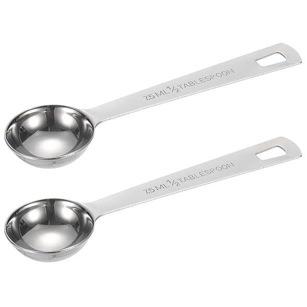 Uxcell 2Pcs 7.5ml Cucharita Medidora, Cucharadita de 1/2 Tbsp de Acero Inoxidable, Medidor Individual Solo para Café Molido y Té Suelto