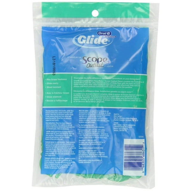 OralB Complete Glide Scope Dental Floss Pick Long Lasting Mint 75ct,2