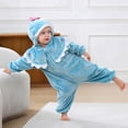 thumbnail image 5 of Toddler Kids Boys Girls Cute Fleece Romper Jumpsuit Teens Long Sleeve Thermal Outfit With Pocket Girls Soft Zipper Hooded Bodysuit Spring Comfortable Outwear Onesie Light Blue 0-6 Months, 5 of 7