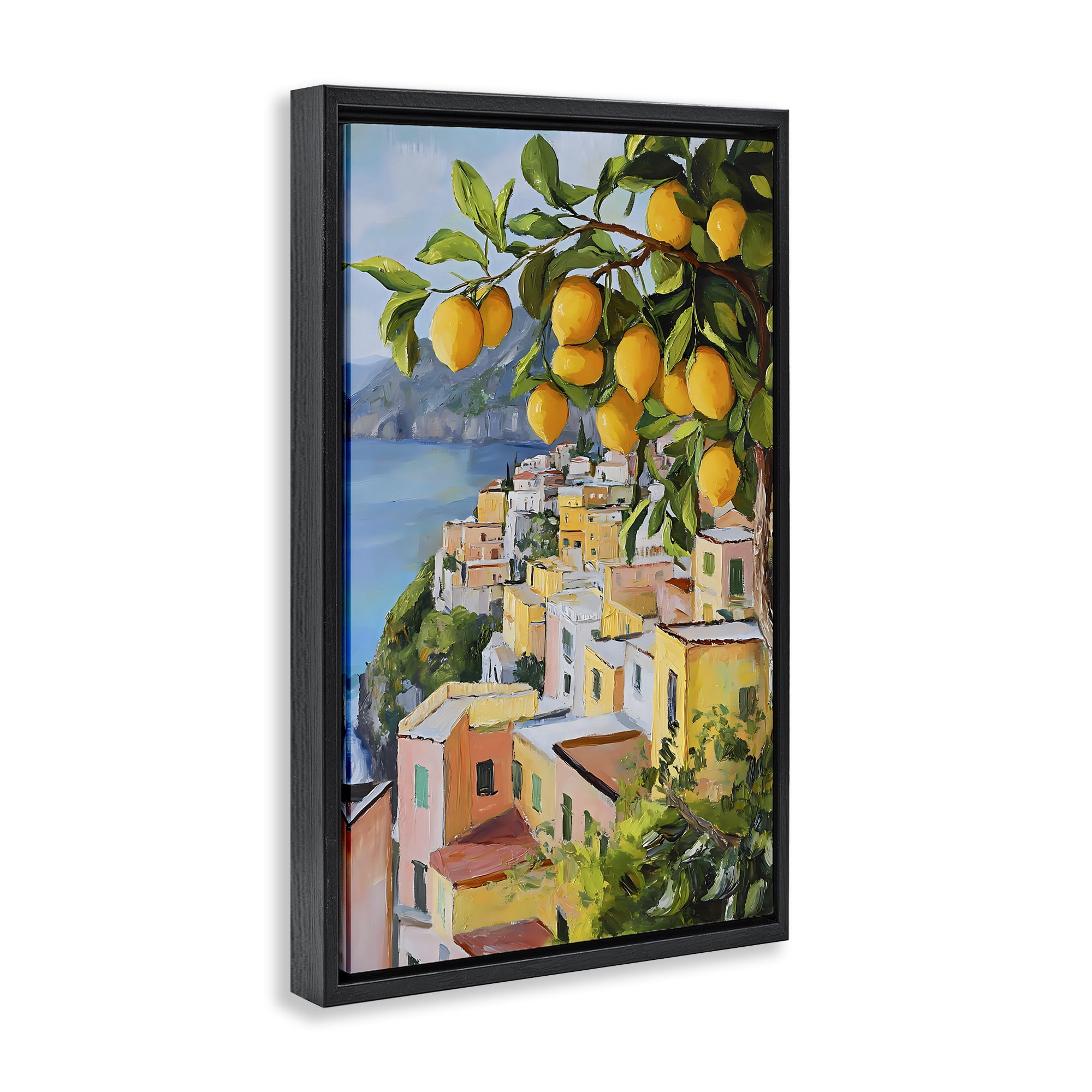 Stupell Industries Mediterranean Lemon Tree Scenery Black Framed Floater Canvas Wall Art, design by Creative Studio
