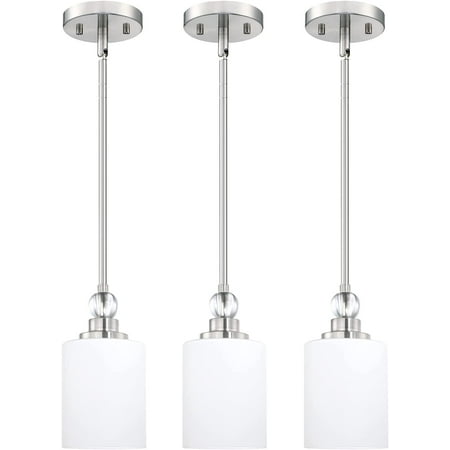 

BBNBDMZ 2 Pack Modern Style Decorative K9 Crystal Frosted Glass Transitional Pendant Light Bedside Kitchen Island for DIY Decor E26 Socket Brushed Nickel Finish