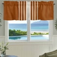thumbnail image 3 of Burnt Orange Beige Striped Farmhouse Short Window Curtain Valances, Modern Farmhouse Retro Lines Rod Pocket Kitchen Valances for Living Room Bedroom Bathroom Cafe 42" x 18", 3 of 8