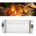 thumbnail image 1 of 1 PCS Cesta de parrilla cilíndrica de 30 cm en malla de alambre de acero inoxidable de 30 cm, 1 of 5