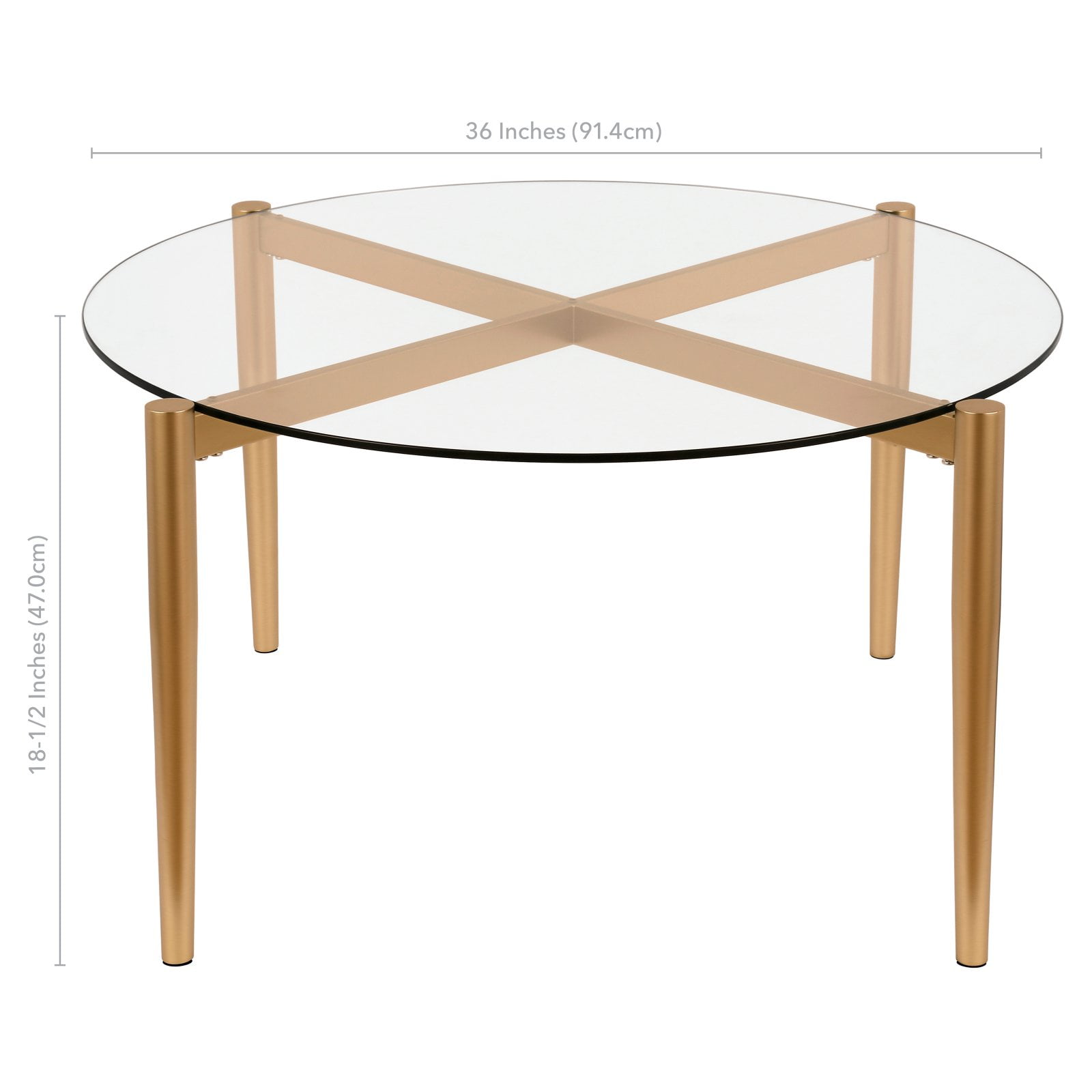 Evelyn&Zoe Kadmos 36'' Wide Round Coffee Table, Brass