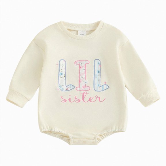 Wonitaaizi Baby Girl Outfit Newborn Long Sleeve Romper Toddler Girl Sweatshirt Pullover Top (12-18 Months,Beige)