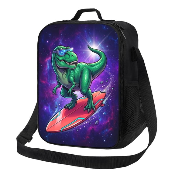 Dinosaur Lunch Bag Surfing Dinosaur Insulated Leakproof Thermal Lunch Bag With Adjustable Shoulder Strap Reusable Lunch Box For Work Office Gym Men Women