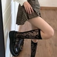 thumbnail image 4 of Sexy Floral Print Mesh Stockings Knee High Socks Soft Nylon Elastic Fishnet Fashion Long Leg Socks Designer Sheer Socks, 4 of 6