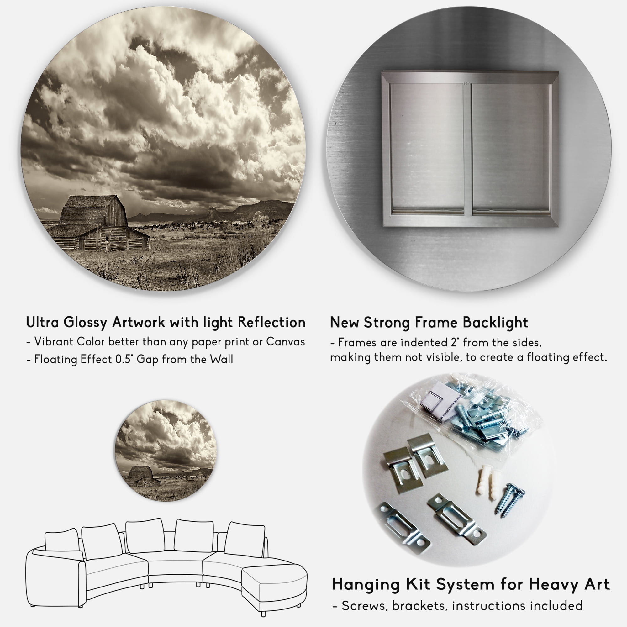 Designart 'Clouds After The Rain On The Prairie' Traditional Circle Metal Wall Art 29x29 - Disc of 29