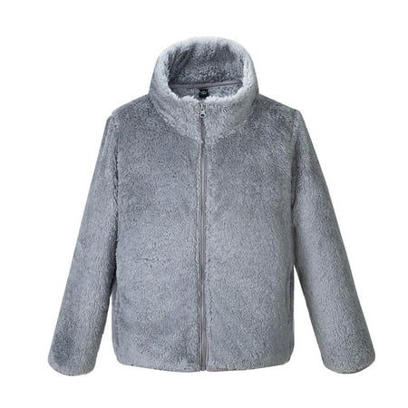 

Miluxas Boys Fleece Sherpa Jacket Clearance Cozy Soft Zip Winter Sweatshirt for Kids & Toddlers Gray 140