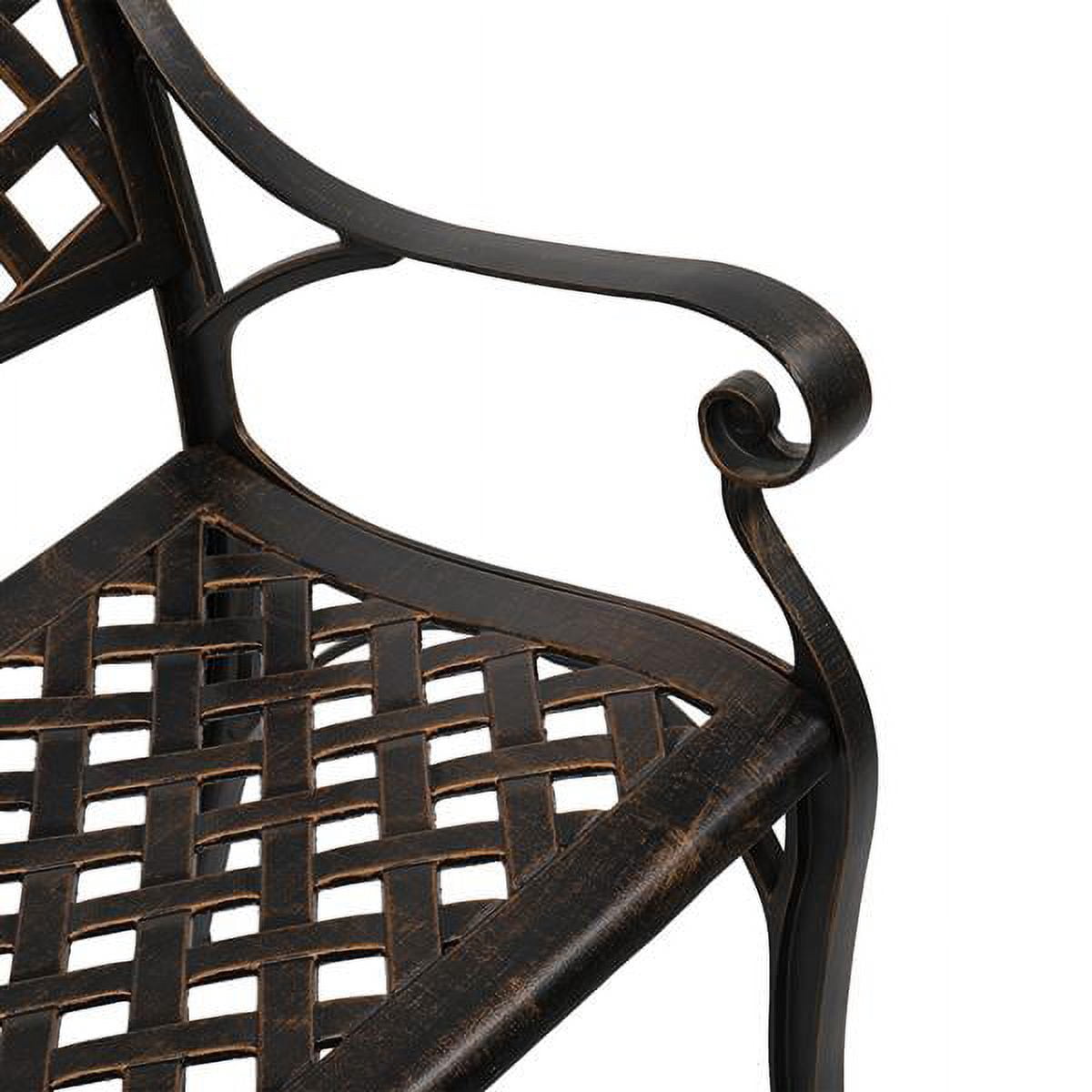 40.5" Outdoor Cast Aluminum Bench With Mesh Backrest Seat Surface Antique Style with Curved Armrests for Backyard Porch Bronze