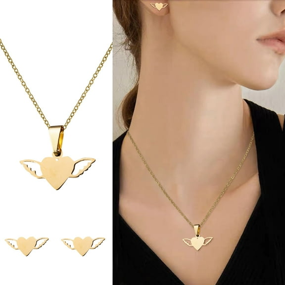 Pendant Necklace for Women Simple Heart Pendant Necklace Love Music Note Earrings Personality Jewelry