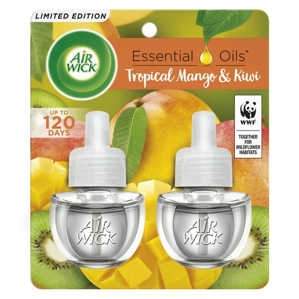 Air Wick Plug in Scented Oil Refill, 2ct, Fresh Mango & Kiwi, Air