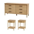 thumbnail image 1 of Pemberly Row Ensemble de Chambre 3 Pcs de Tables de Nuit à 1 Tiroir et Commode à 6 Tiroirs, 1 of 15