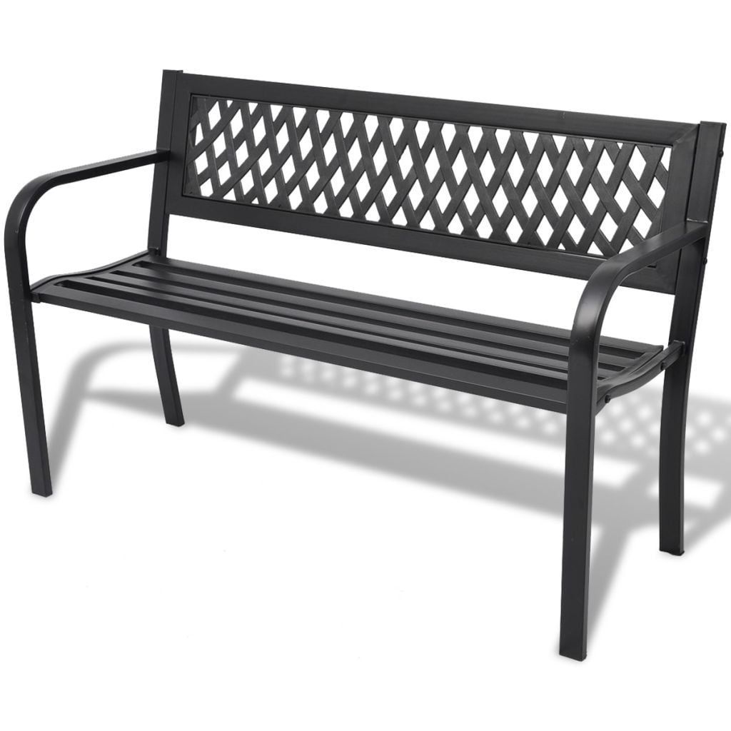 Kepooman 46.5" Aluminium Garden Bench with Backrest for Lawn Balcony Backyard, Black Kepooman 46.5" Aluminium Garden Bench with Backrest for Lawn Balcony Backyard, Black