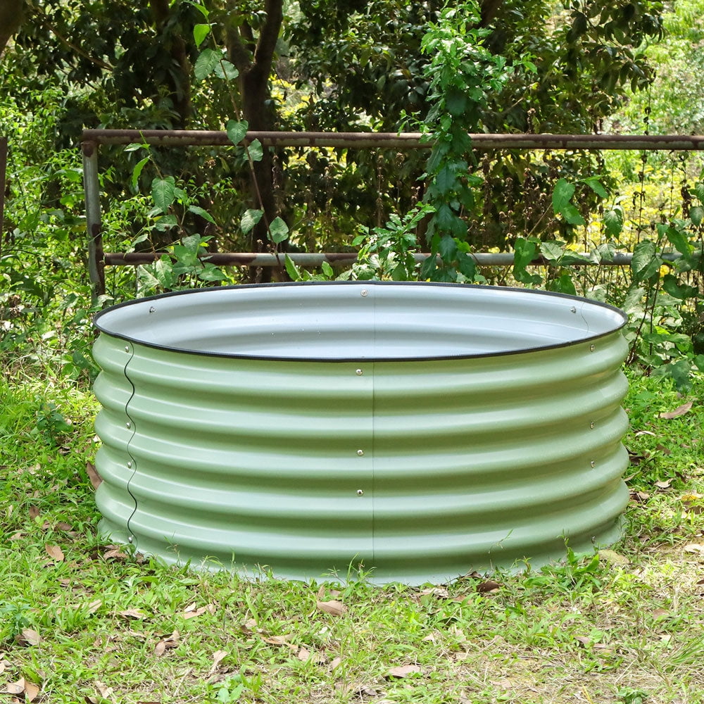 VEGEGA 17'' Tall 42'' Round Metal Modular Corrugated Raised Garden Bed