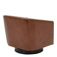 thumbnail image 5 of Gaven Caramel Faux Leather Wood Base 360 Degree Swivel Accent Chair, 5 of 8