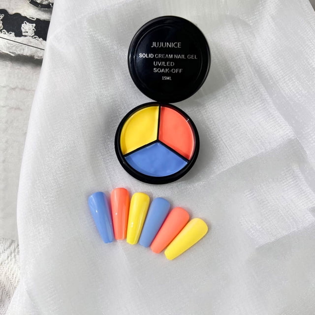 Xihbxyly Pegamento para Uñas, Pasta Sólida Tricolor, Brillo Duradero Hasta Por 20 Días, Fórmula Ligera E Inodora, Creatividad En Diseños de Uñas, Uso Profesional En Casa, 15 Ml, Innovación En Moda.