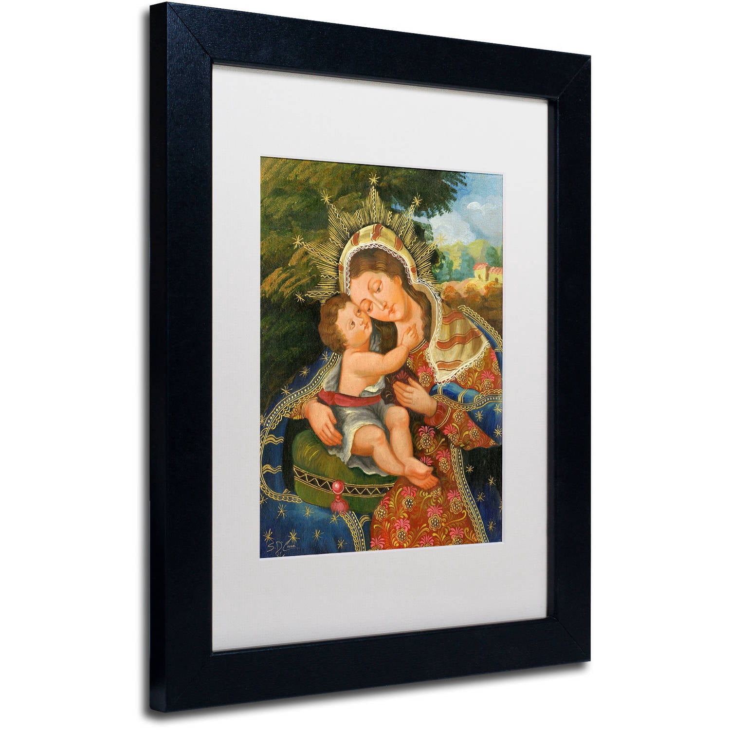 Trademark Fine Art "The Virgin and Son III" Canvas Art by Masters Fine Art, White Matte, Black Frame