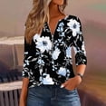 thumbnail image 2 of Hauts pour Femmes Mode Décontractée Imprimée Col Rond Manches Longues T-Shirt Blouse à Fermeture Éclair Hauts Marine E TG, 2 of 5