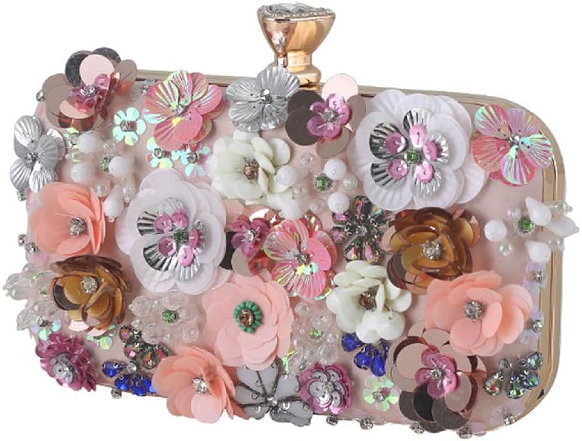 Euphrates Beaded Floral Evening Clutch Purse photo 8