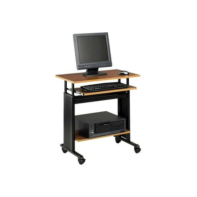 Safco Muv - Poste de Travail - mobile - Rectangulaire - Chêne Moyen - base Noire