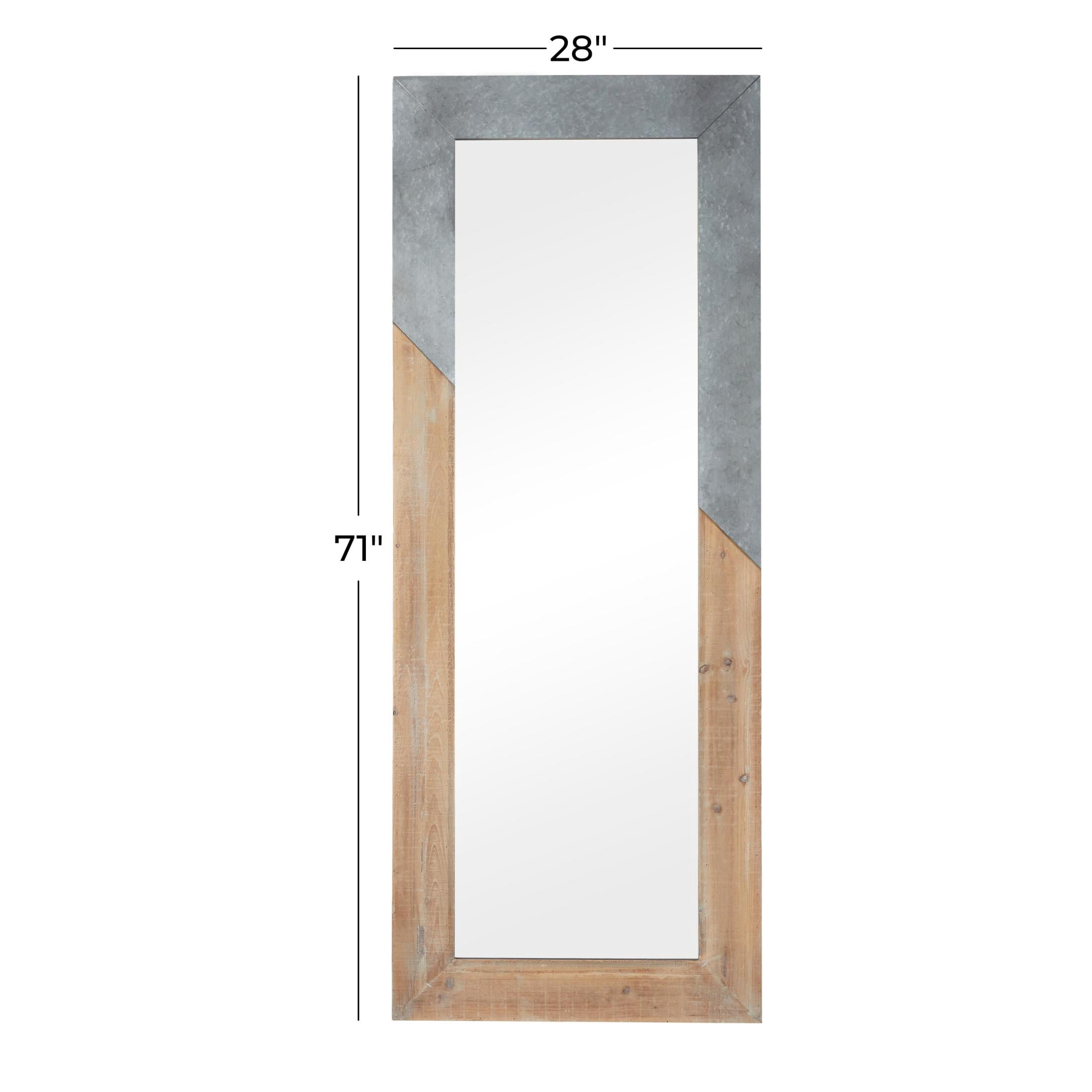 DecMode 28" x 71" Brown Diagonal Split Silver Metal Wall Mirror