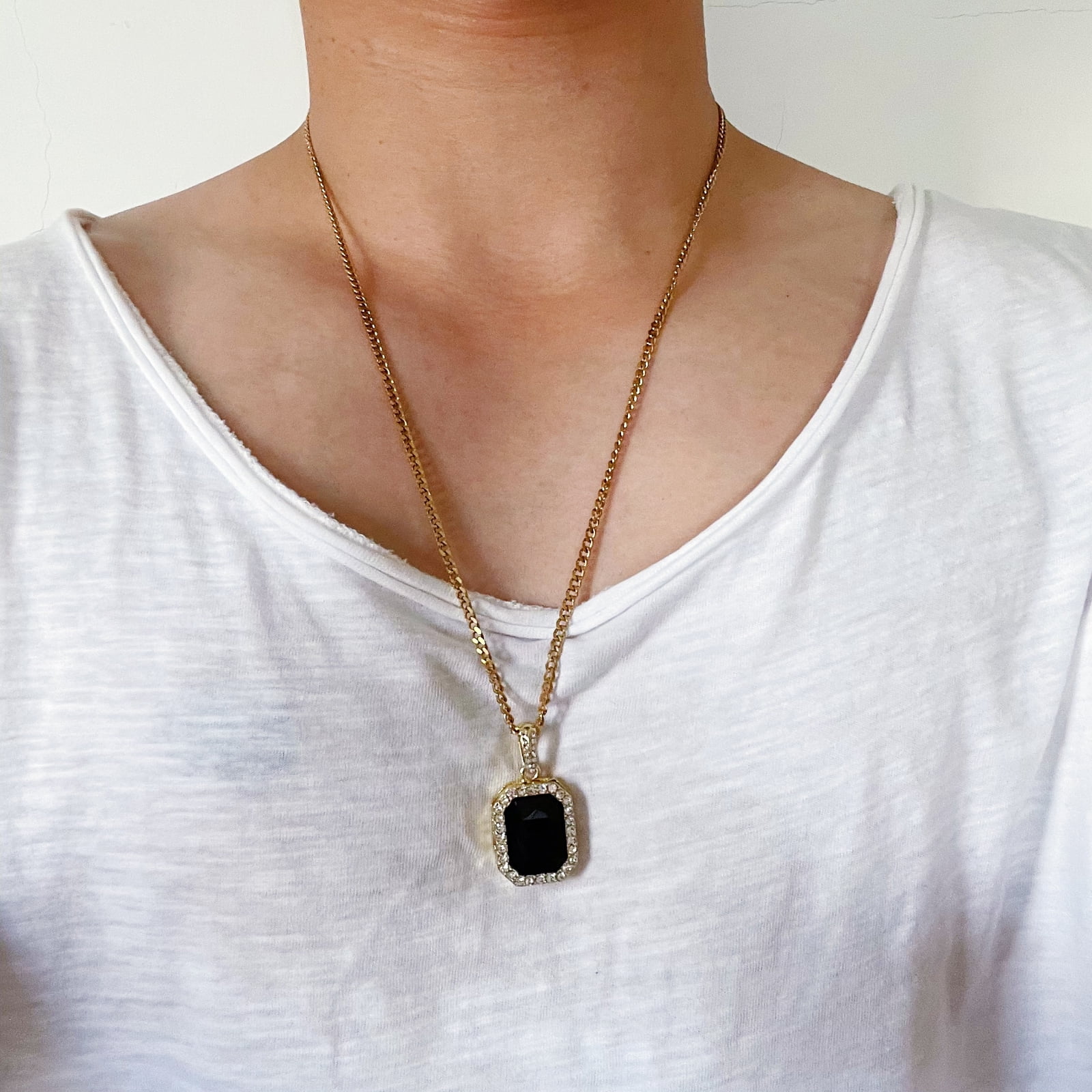 ZeaLian Gold Plated Black Crystal with Zirconia Hip Hop ZeaLian Gold Plated Black Crystal with Zirconia Hip Hop