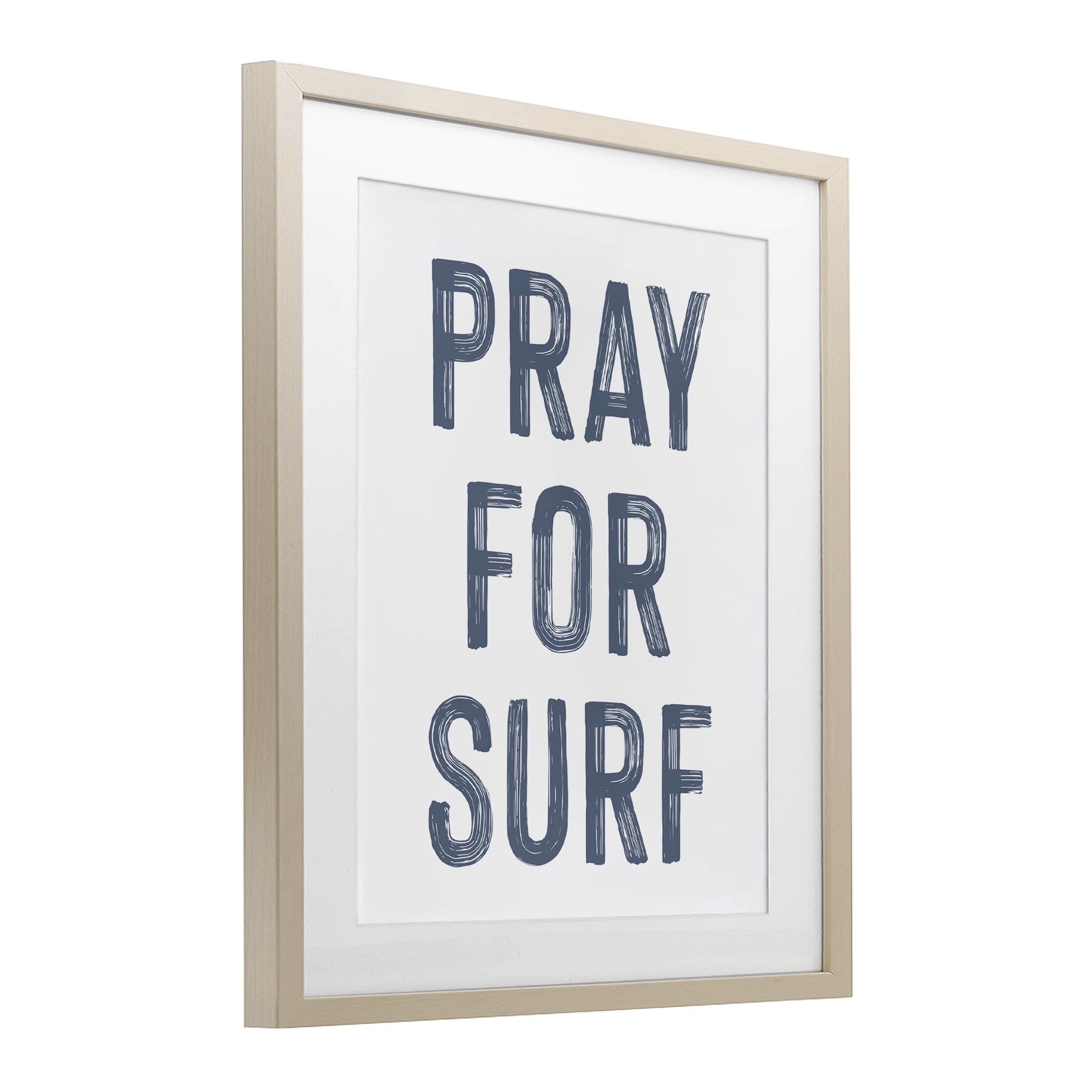 Summer Sentiment Pray For Surf Birch Framed Print Under Glass, design by Lettered and Lined