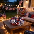 thumbnail image 6 of Independence Day Wreath, Patriotic Red White and Blue Door Hanger, Artificial Candle Flower Wreath for 4th of July Front Door Wall Home Decor, 6 of 6