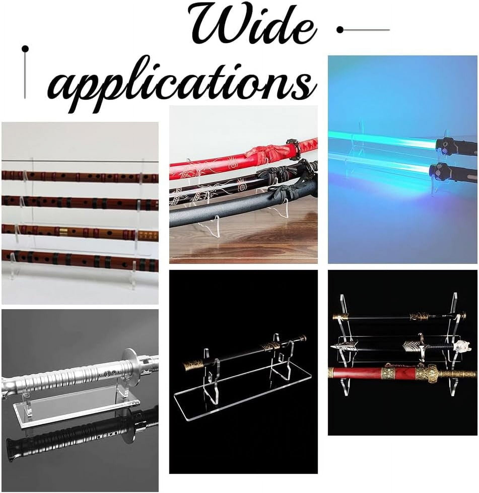 4-Tier Sword Stands 11.85x7.76x11.85 Inch Acrylic Sword Katana Holder Stands Bracket Samurai Sword Display Easels Desktop Lightsaber Stand for Swords Light Saber Clear