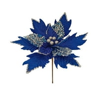 13.3" Large Heads Christmas Glitter Flowers Christmas Tree Ornaments Artificial Flowers with Picks Stems for Xmas Tree Party DIY Holiday Decorations