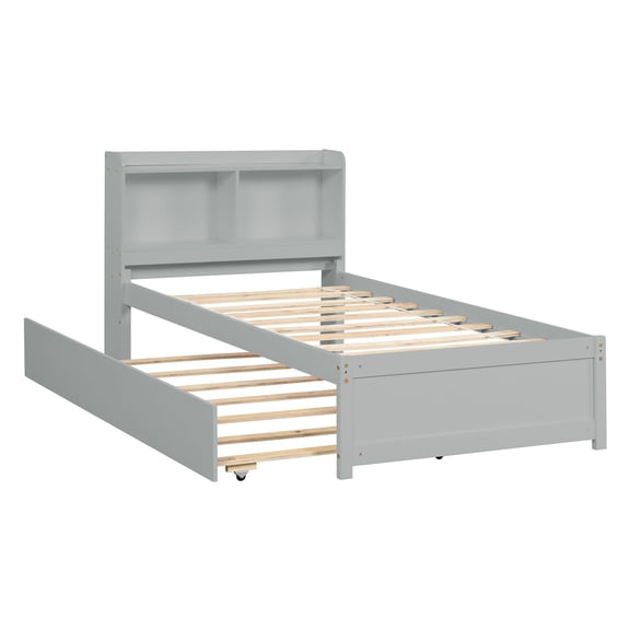 Grey - Storage Headboard for Books and Toys - Bedroom Storage - Neat Arrangement