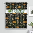 thumbnail image 2 of Pumpkin and Skeleton Halloween Curtains - Gothic Themed Kitchen Window Treatment with Valance, 2 of 6