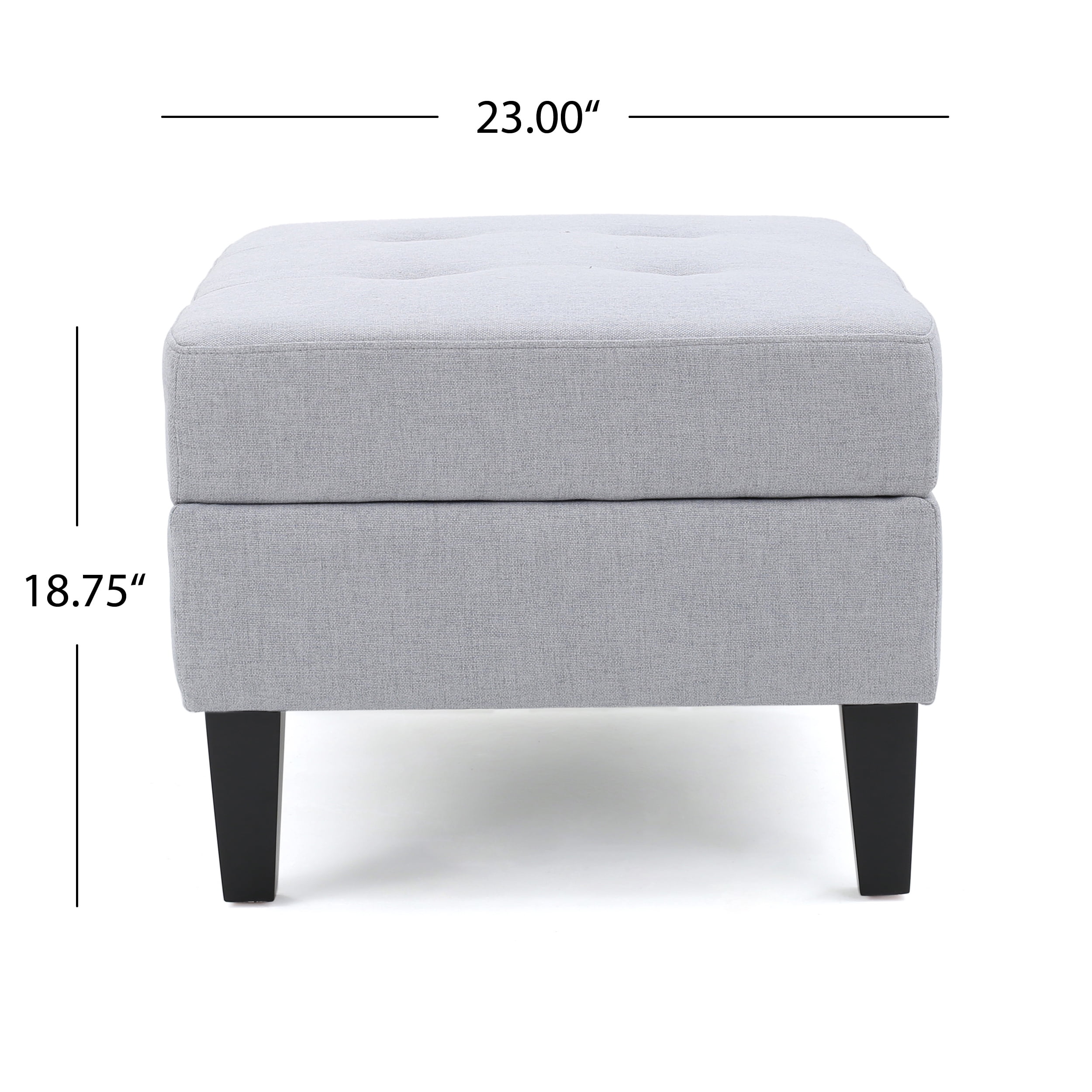 Noble House Sofija Fabric Storage Ottoman, Light Grey
