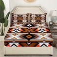 thumbnail image 3 of Erosebridal Southwestern Bedding Set King Retro Geometric Bed Sheets Boho Aztec Sheet Set Teen Adults Western Tribal Fitted Sheet Western Flat Sheet 2 Pillow Cases Red Brown, 3 of 5