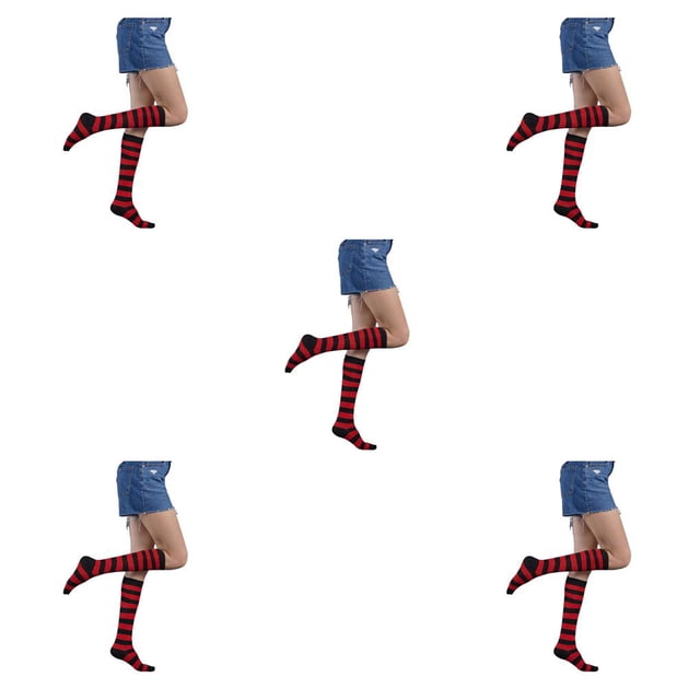 Minnieouse Calcetines altos a rayas Día de San Valentín para diario Fiesta de Halloween Raya roja Type2 Minnieouse CBP394824