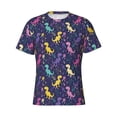 thumbnail image 4 of Vsdgher Colorful Dinosaur Print Men's Dry Fit Mesh Athletic Shirts Moisture Wicking Tennis T-Shirt Tops, 4 of 9