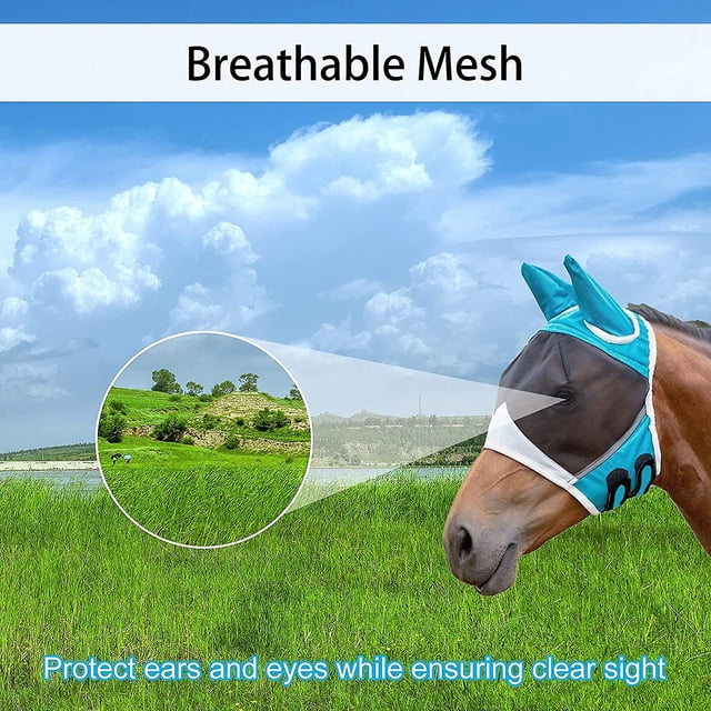 Máscara de tábano Taian con orejas Lycra suave y transpirable Anti-uv Anti-mosquito Máscara de caballo Suministros ecuestres (verde S) ZefeiWu 8390605576935