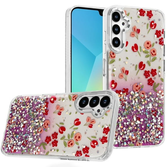 For Samsung A16 5G Beautiful Epoxy Designs With Chrome Metallic Edges Hybrid - 5