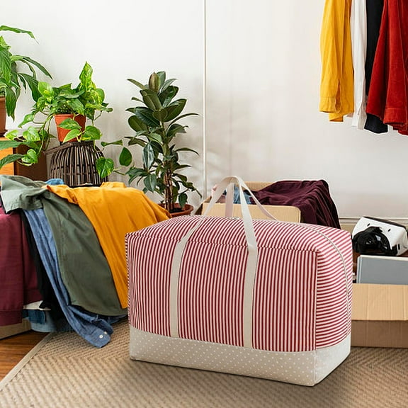 Thickened Coarse Linen Clothing Quilt Storage Bag, Washable Soft Moving Storage Box, Breathable, Foldable Design for Organizing Clothes and Bedding