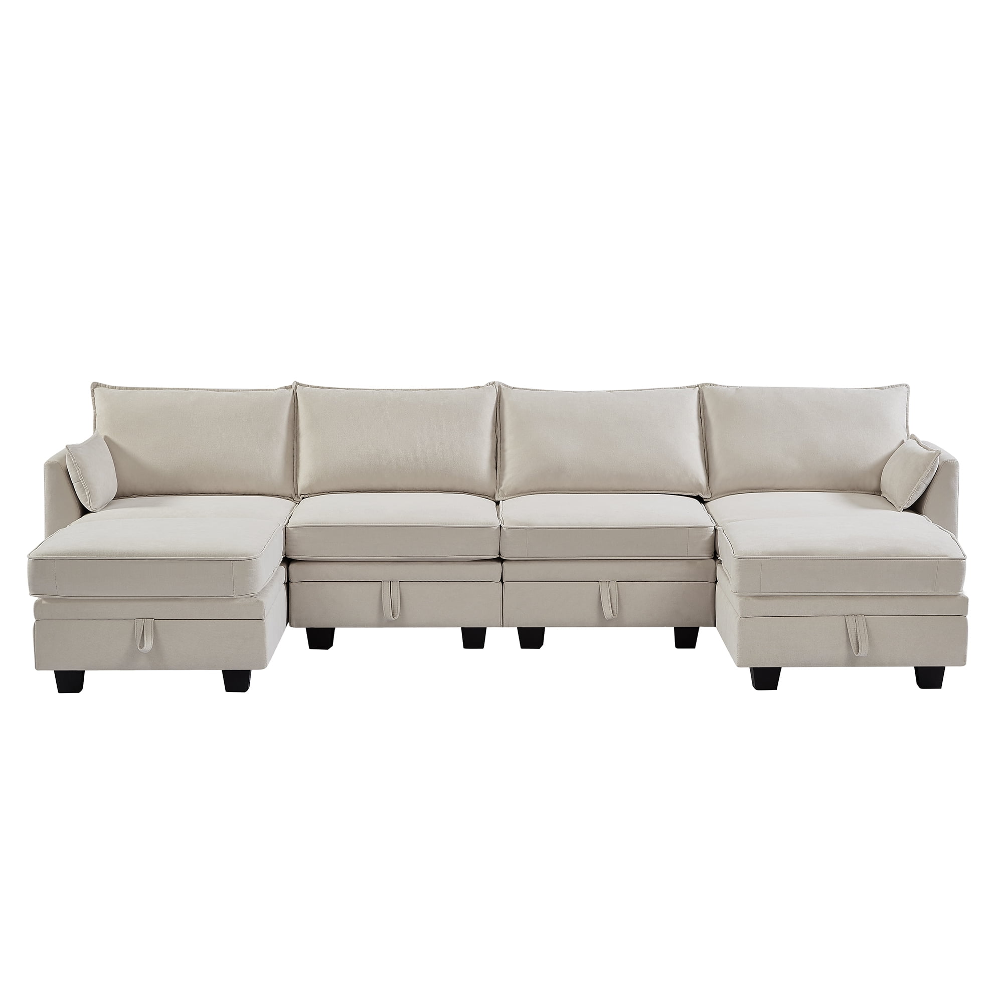 YYAo Modern Large U-Shape Modular Sectional Sofa, Reversible Sofa Bed with Storage Seat for Living Room, Beige YYAo Modern Large U-Shape Modular Sectional Sofa, Reversible Sofa Bed with Storage Seat for Living Room, Beige