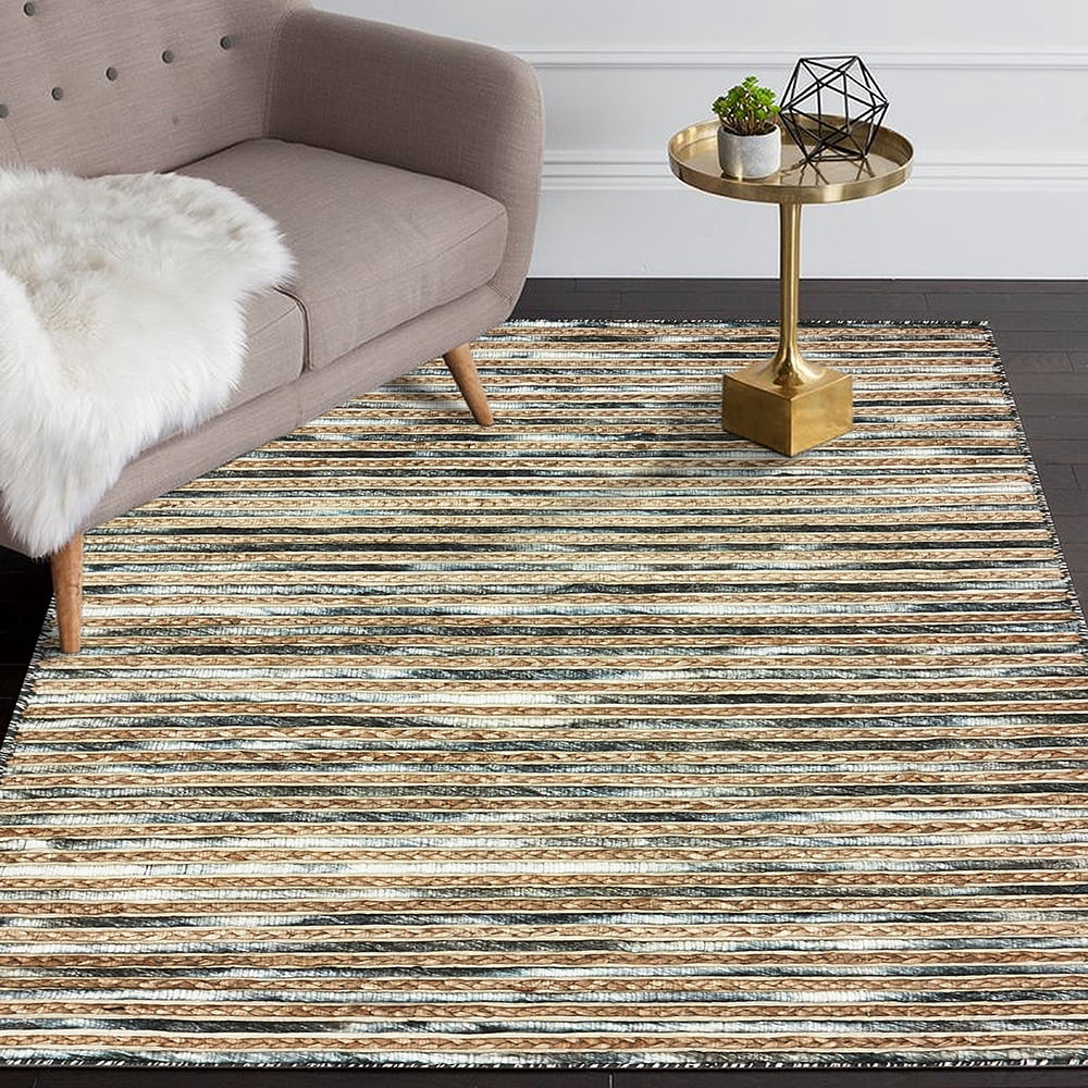 Ox Bay Topanga Braided Jute Charcoal 9 Feet x 12 Feet Striped Area Rug