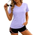 thumbnail image 4 of vdgthytj Workout Tops for Women Short Sleeve Quick Dry V-Neck T Shirt Loose Fitted Lightweight Summer Gym Athletic Basic Tops, 4 of 6