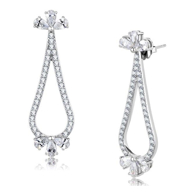 Boucles d'Oreilles en Acier Inoxydable avec AAA Grade CZ in Clear