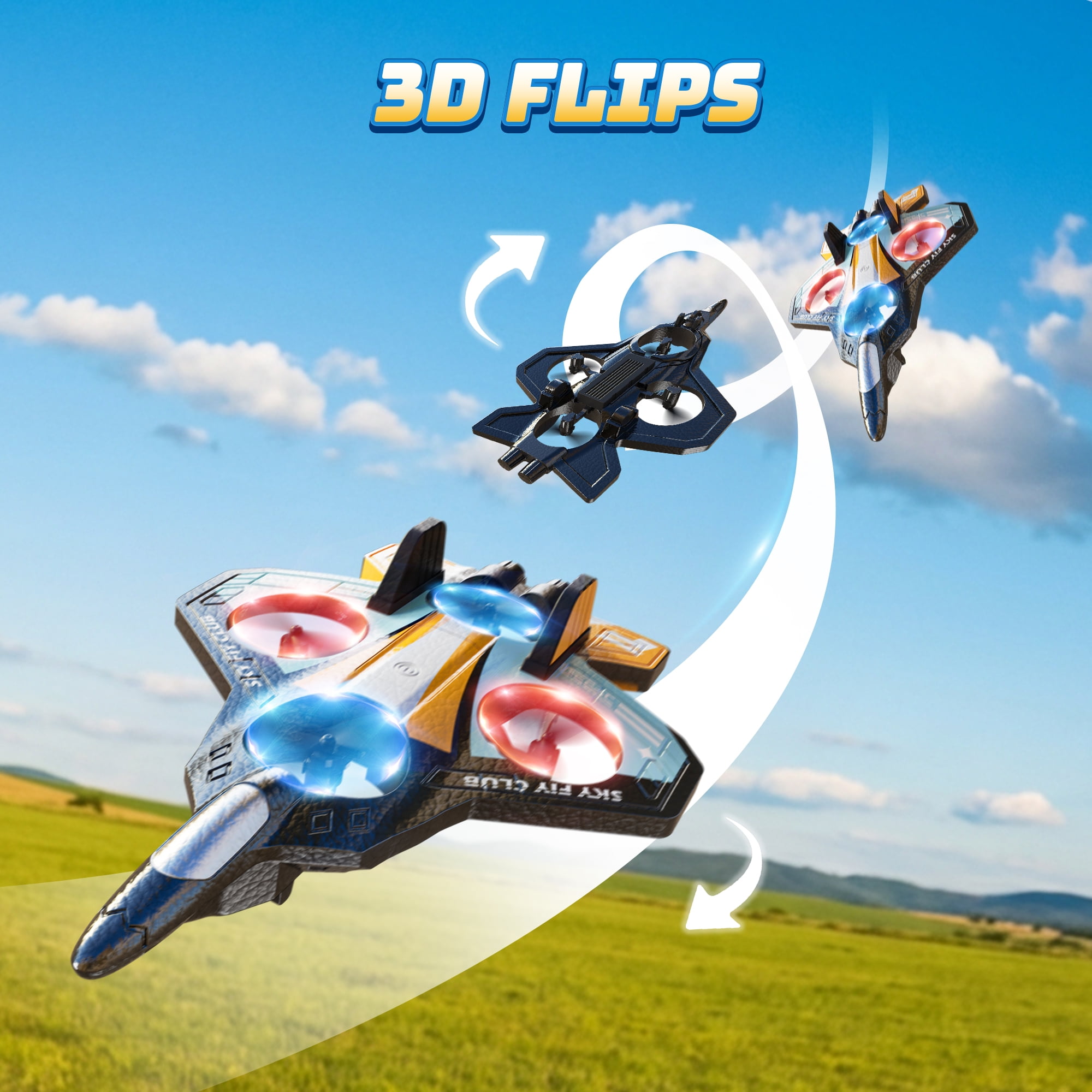 Drones for Kids Mini Stunt Remote Control Airplane, Lightweight Foam Design Plane with 2.4GHz Headless Mode Gliding, One-Key Takeoff, 2 Batteries