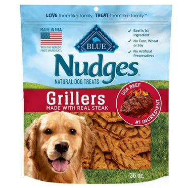 Blue Buffalo Nudges Grillers STF9 Natural Dog Treats with Real USA Beef, Made in the USA, Steak, 36-oz Bag