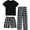 Black plaid, variant on WIBACKER 3-14Y Boys' Plaid 3-piece Loose-fit Pajama Set Thin Soft Tee & Shorts & Pants PJ Comfy Jammies Set Summer