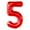 Red, variant on PMU Number Five "5" Shape 40in Red Mylar Balloon Pkg/1