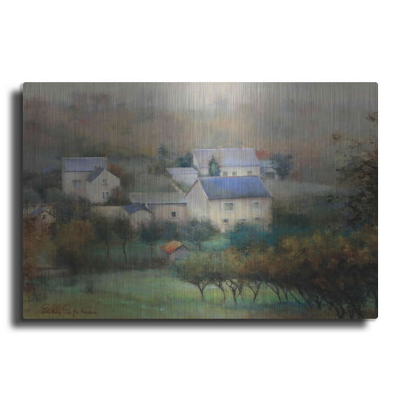 Luxe Metal Art 'Countryside Hamlet' by Esther Engelman, Metal Wall Art, 24"x16"