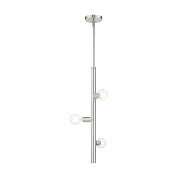 45863-91 Livex Lighting Bannister - 3 Light Pendant in Mid Century Modern Style - 6 Inches wide by 29.5 Inches high-Brushed Nickel Finish